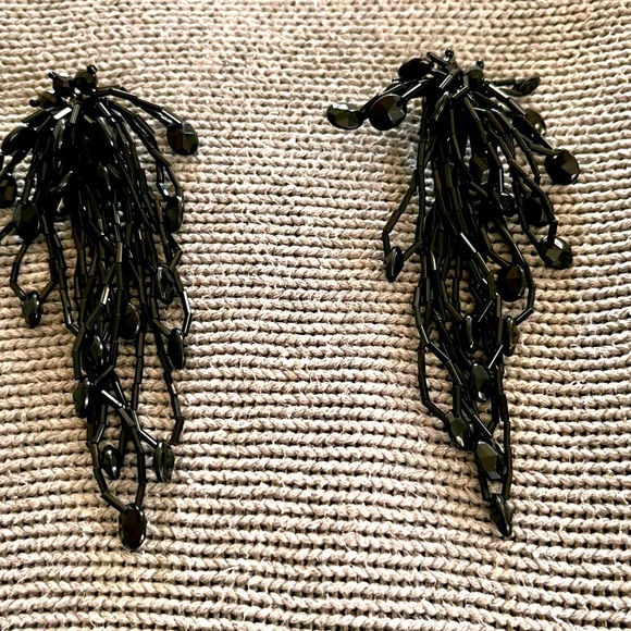 Black Earrings Beaded Popover Necklace Witchy Retro Goth Spider 80s Mobwife VTG - Picture 3 of 16
